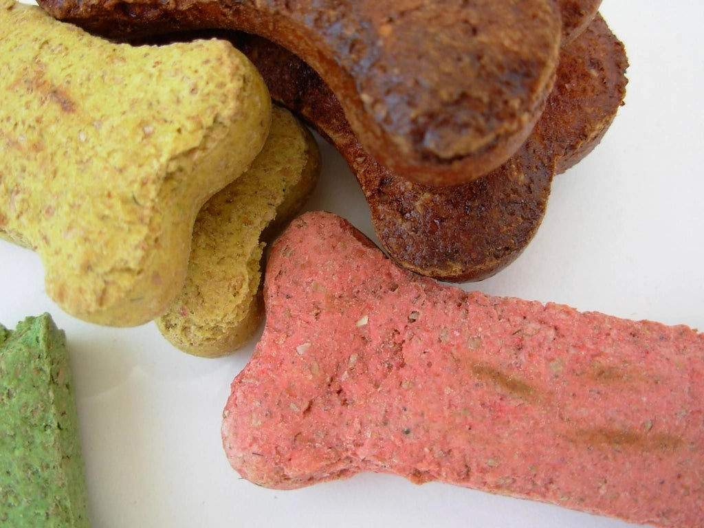 Homemade bone-shaped dog biscuits
