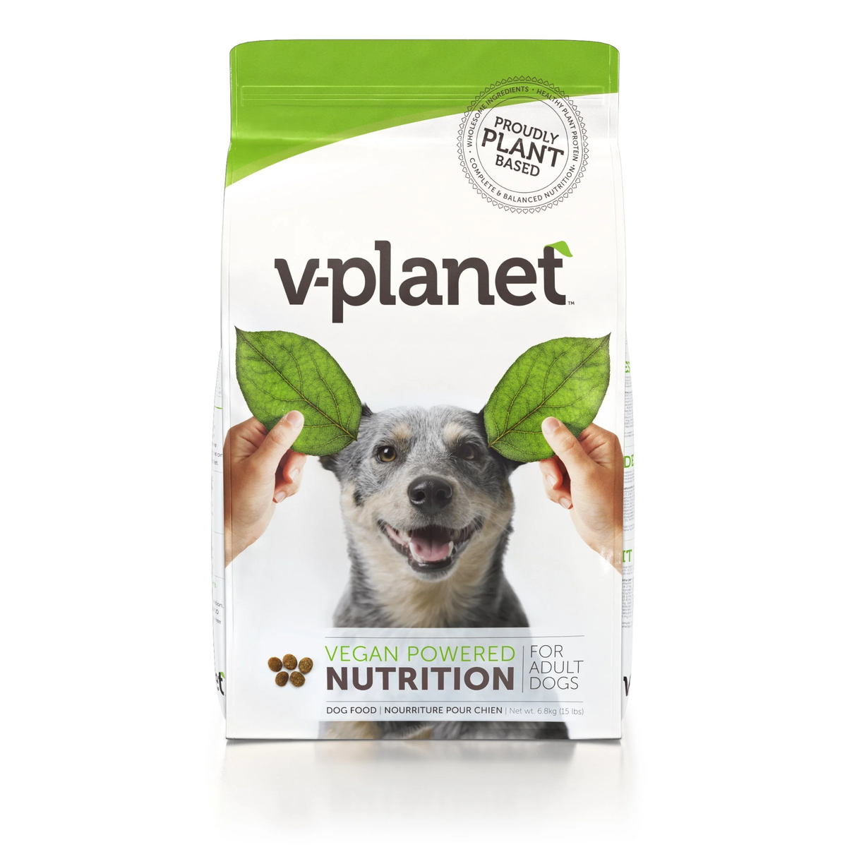 V-Planet vegan dog food 6.8kg bag, plant-based AAFCO-complete kibble, 24% protein, from Anything Vegan UAE